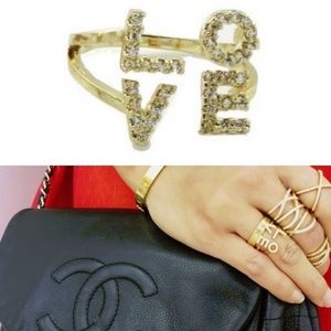 Love Pave Gold Tone Adjustable Fashion Ring Valentines Day 💘